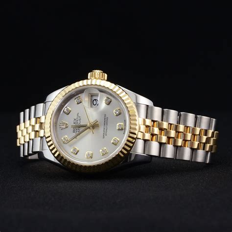 rolex stainless steel ladies pre owned diamond dial|Rolex lady diamond dial.